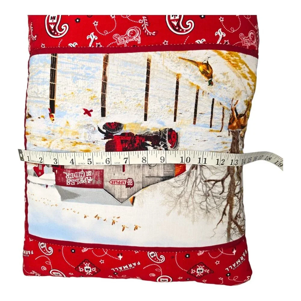 Quillow Red Barn Tractor 2 in 1 Quilted Travel Pillow Fold Out Throw Blanket